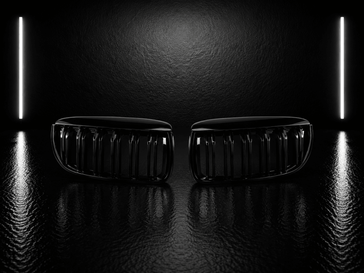 Gloss Black Double Slat Kidney Grilles — BMW 3 Series E90/E91 LCI (2009–2013) - NightLine
