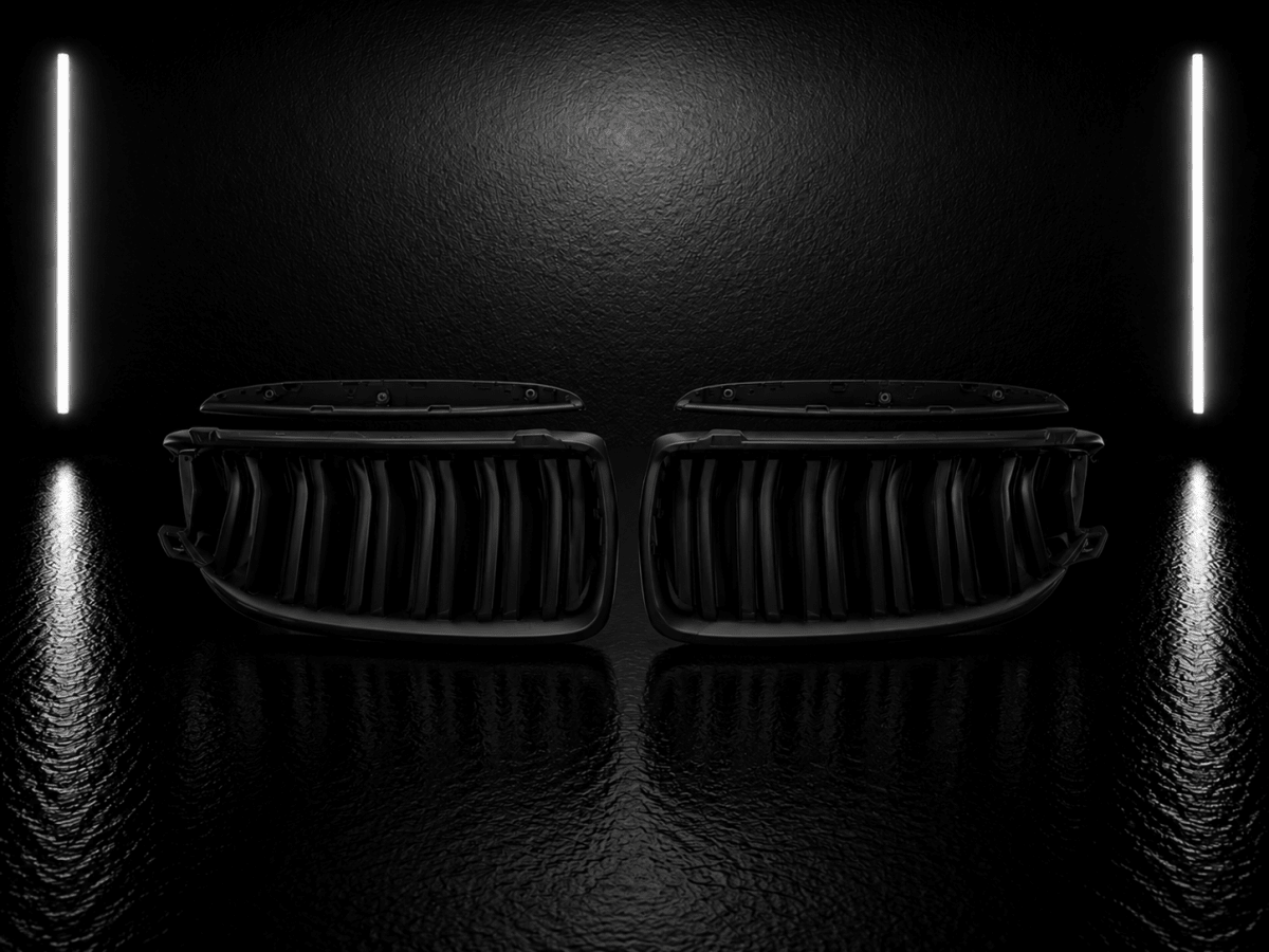 Black Double Slat Kidney Grilles — BMW 3 Series E90/E91 Pre-LCI (2005–2008) - NightLine
