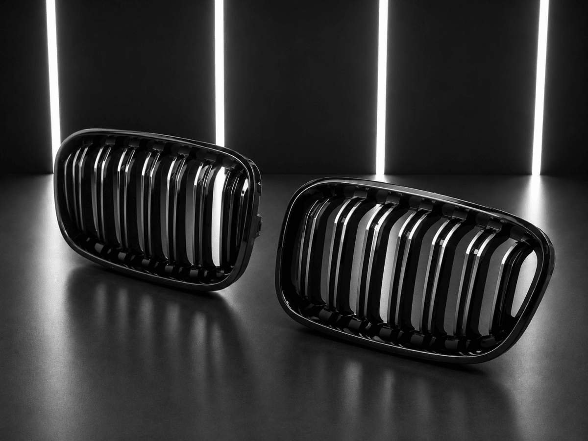 Gloss Black Double Slat Kidney Grilles — BMW 1 Series F20/F21 LCI (2015–2019) - NightLine