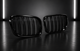 Gloss Black Double Slat Kidney Grilles — BMW 1 Series E81/E82/E87/E88 Facelift (2007–2012)