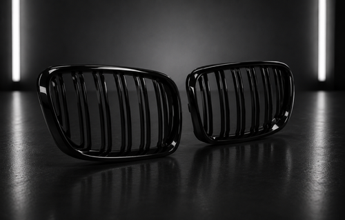Gloss Black Double Slat Kidney Grilles — BMW 1 Series E81/E82/E87/E88 Facelift (2007–2012)
