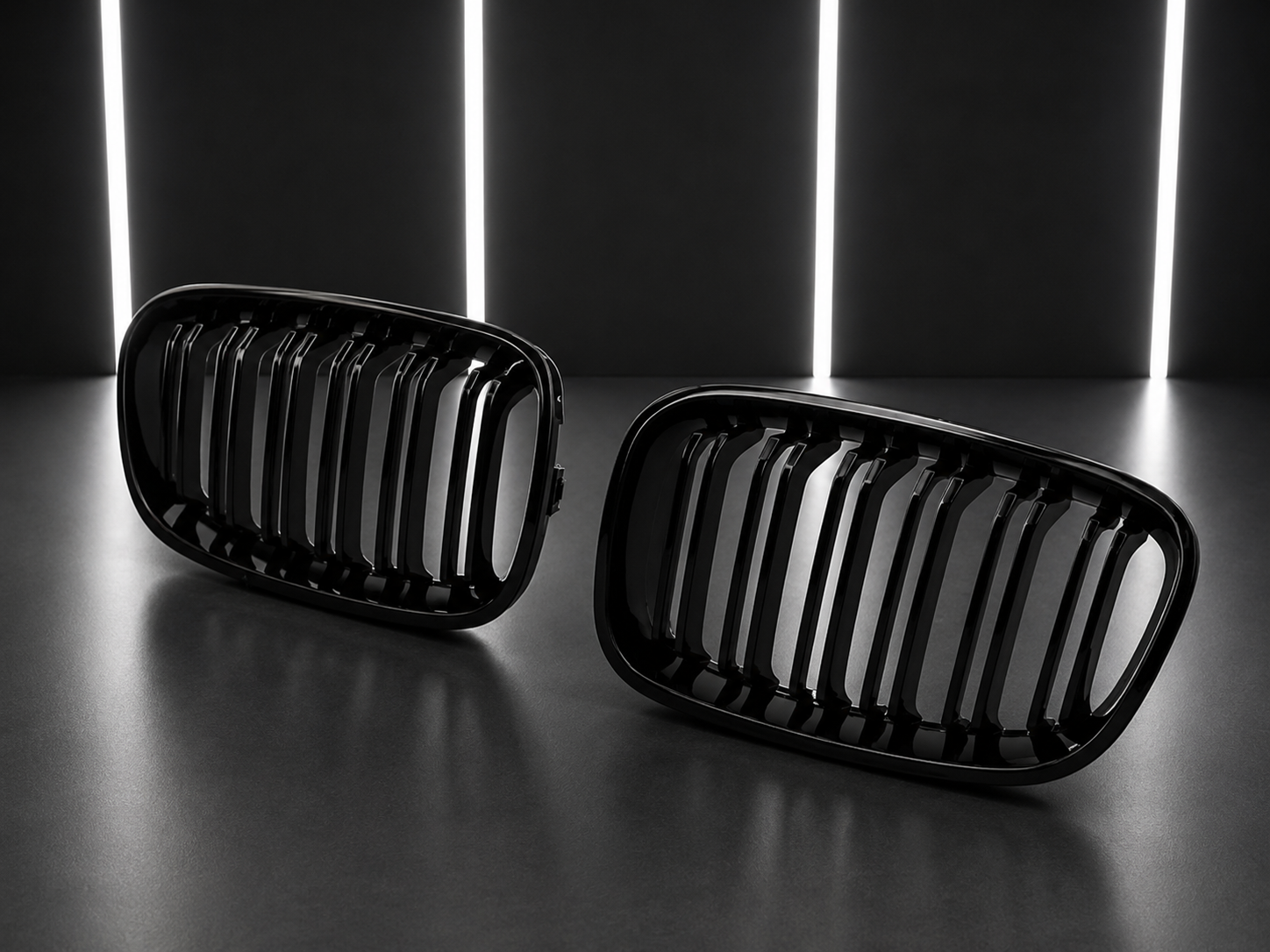 Gloss Black Double Slat Kidney Grilles — BMW 1 Series F20/F21 Pre-LCI (2011–2014)