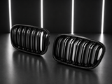 Gloss Black Double Slat Kidney Grilles — BMW 1 Series F20/F21 LCI (2015–2019)
