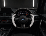 NightLine Carbon Fibre Steering Wheel — White Leather (BMW 1 2 3 4 Series)